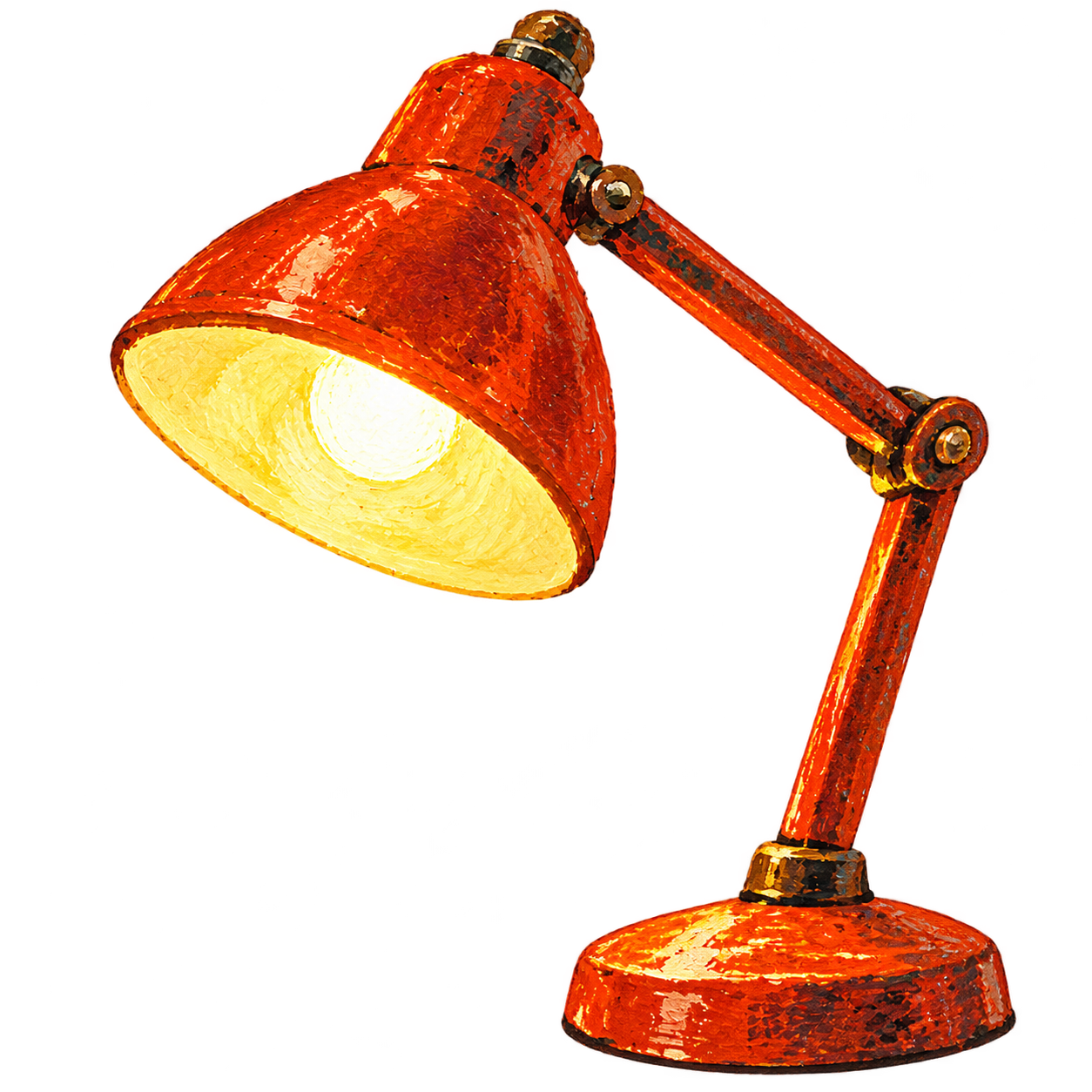 Glowing red desk lamp