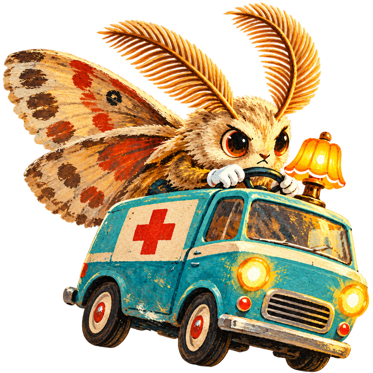 Moth in a tiny ambulance